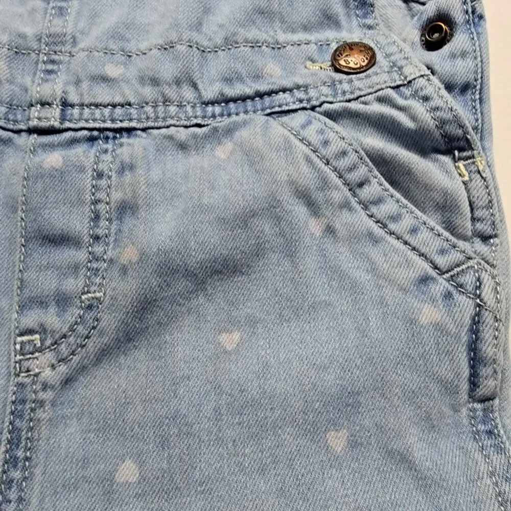 OshKosh B'gosh Heart Print Denim Overalls Light Blue Kids 4T Bibs